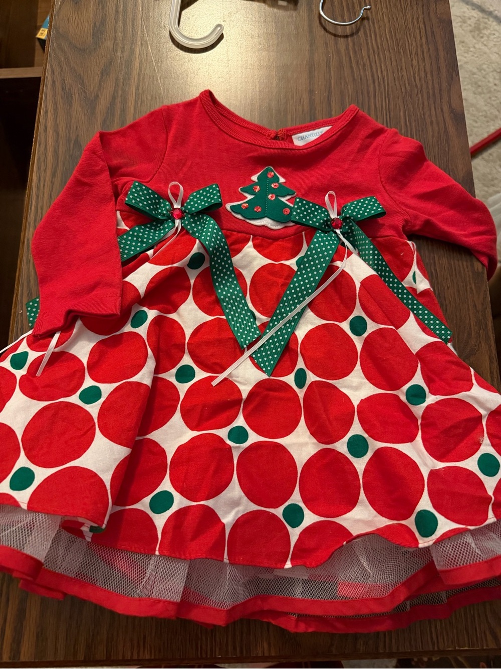 Festive Red & Green Polka Dot Holiday Dress for Girls